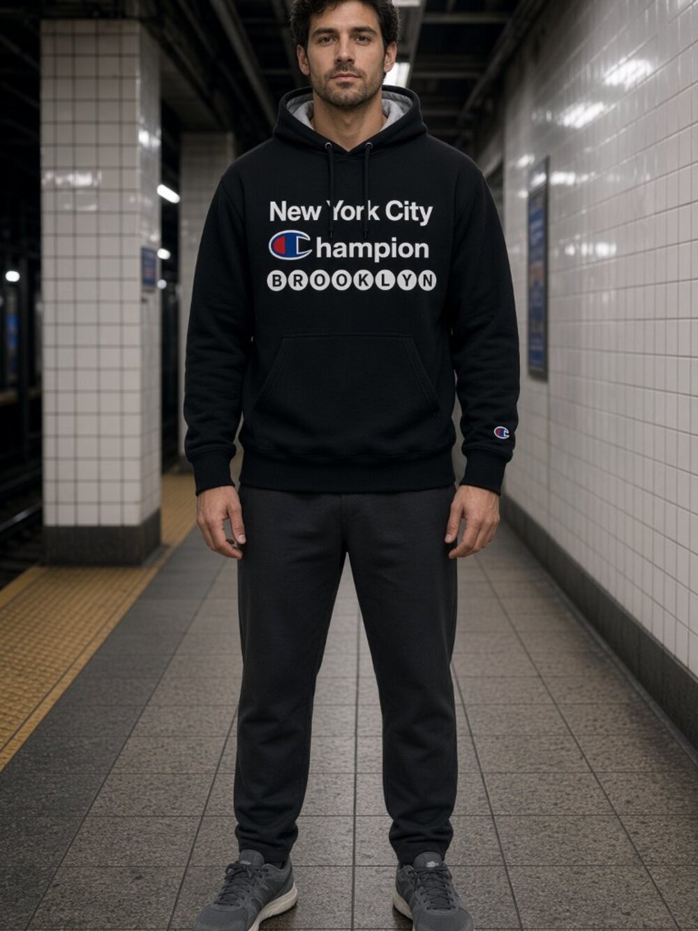 Champion Women Gray NYC Statue of Liberty ECO Fleece Pullover Hoodie Sweat US S